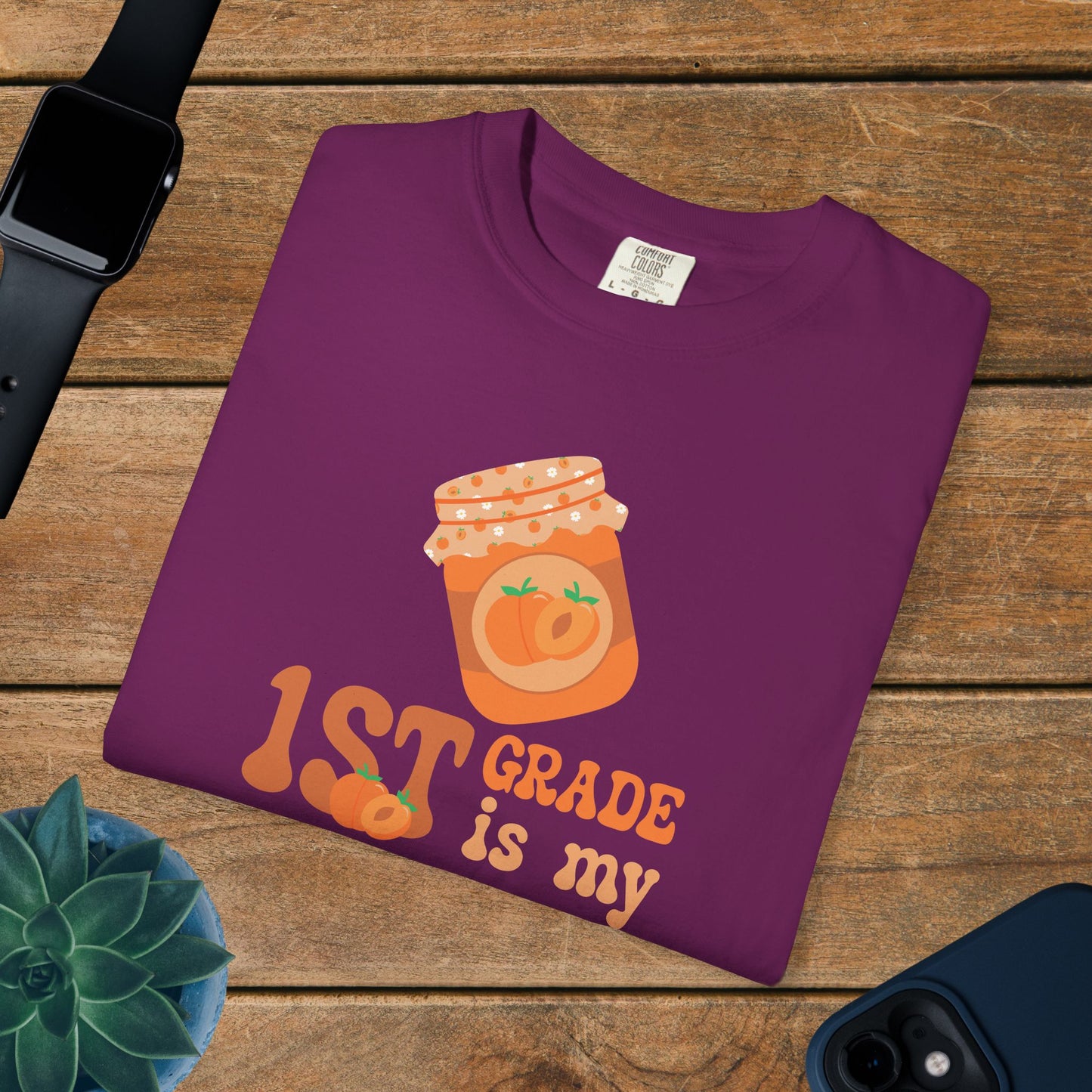 First Grade is my Jam Apricot Teacher T Shirt Comfort Colors Unisex Back to School