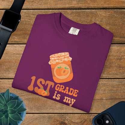 First Grade is my Jam Apricot Teacher T Shirt Comfort Colors Unisex Back to School