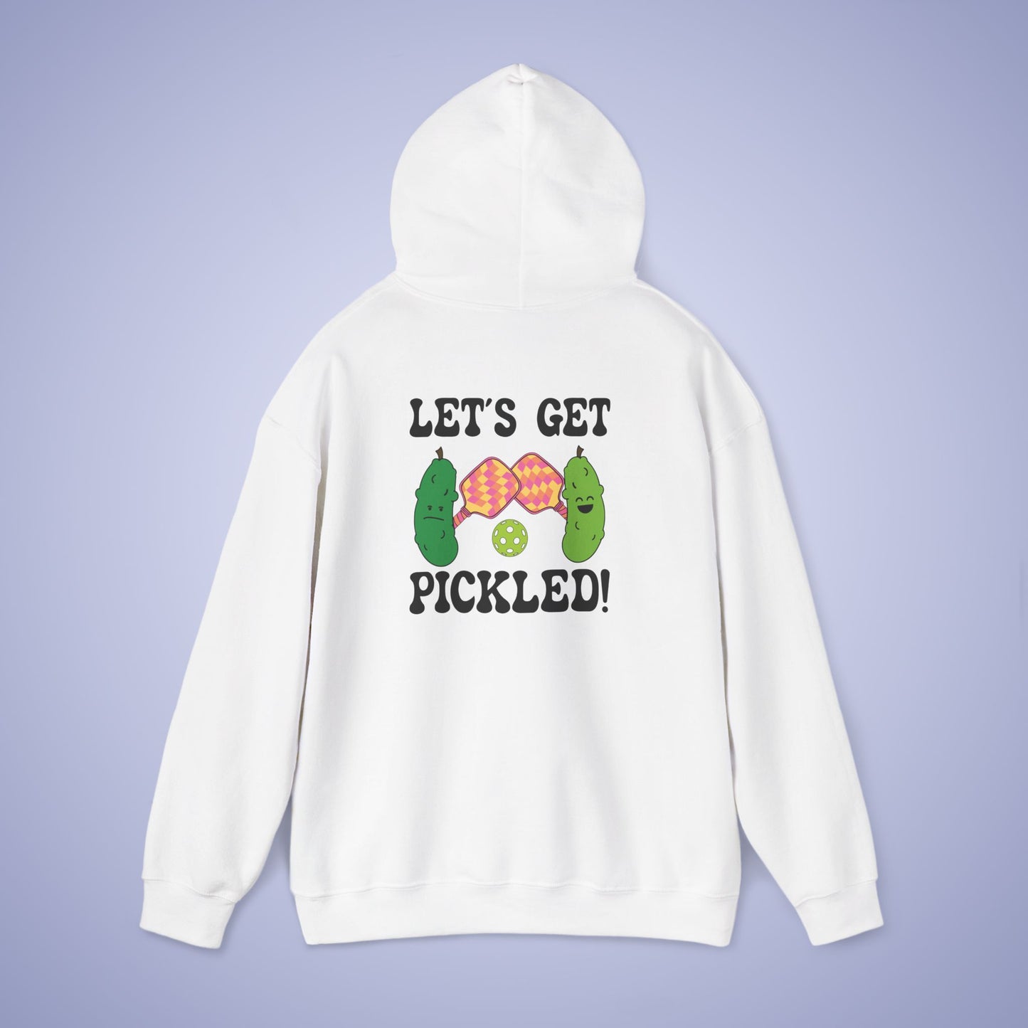 Lets Get Pickled Funny Alcohol Drinking Pickleball Hoodie Black Graphic Design