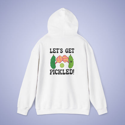 Lets Get Pickled Funny Alcohol Drinking Pickleball Hoodie Black Graphic Design