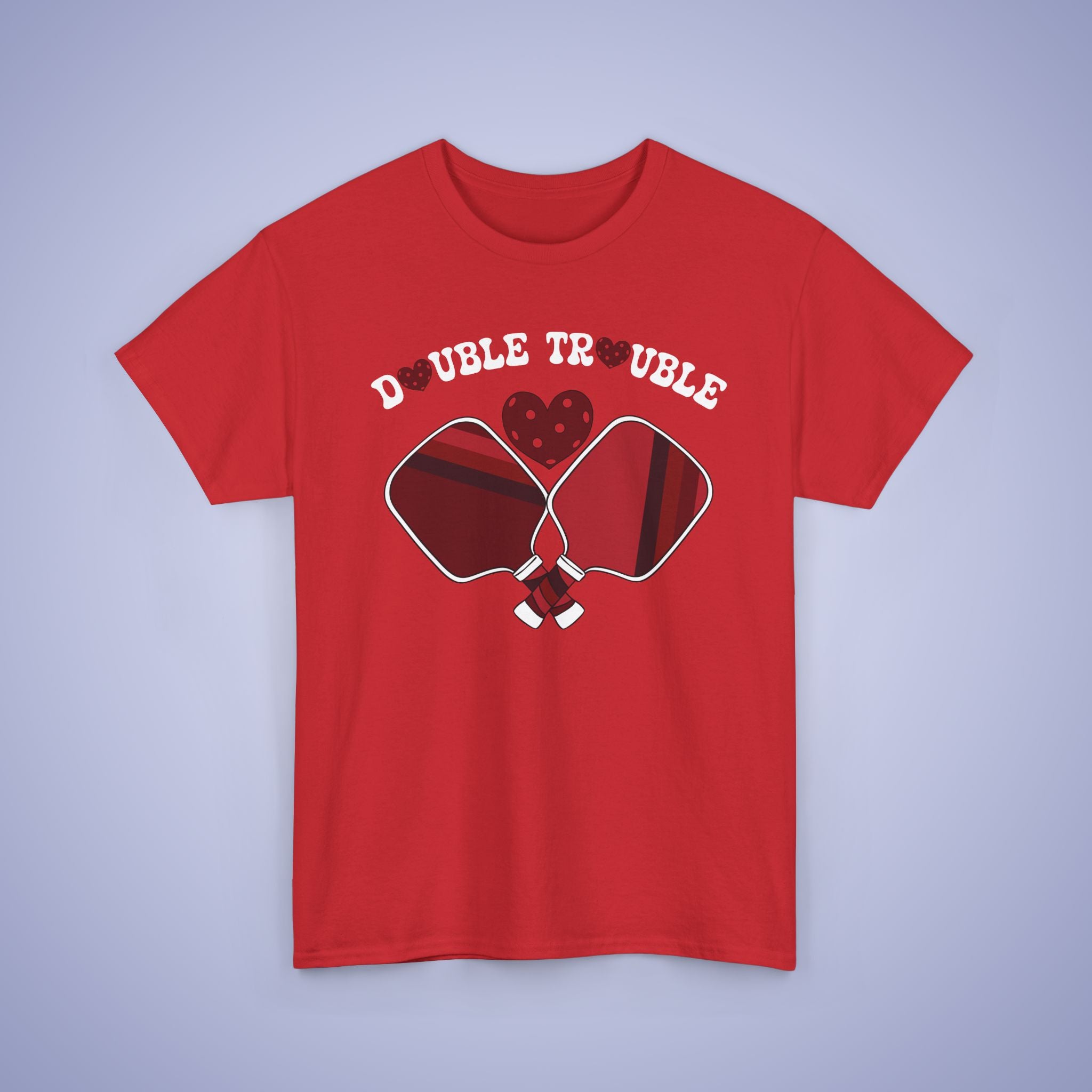 Double Trouble Pickleball T-Shirt | Retro Couple Matching Red Version