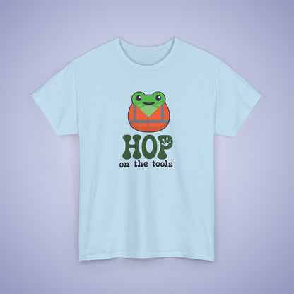 Hop on the Tools Graphic Tee Frog Lover Funny Labourer Unisex T Shirt