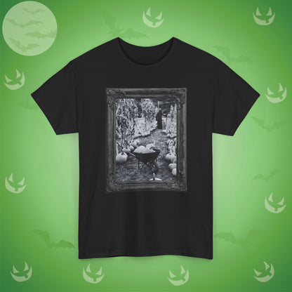 A Reaper in the Pumpkin Patch Spooky Halloween T-Shirt | Photographic Design