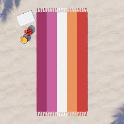 Lesbian Flag Boho Beach Towel  LGBTQ Pride Month LGBT Holiday Gift