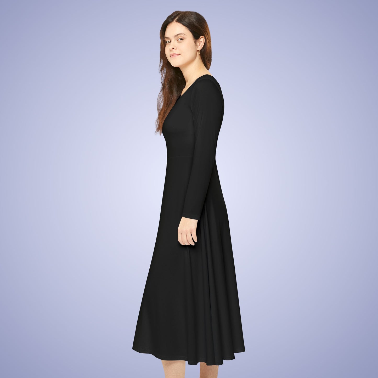 Women's Blank Black Long Sleeve Dance Dress