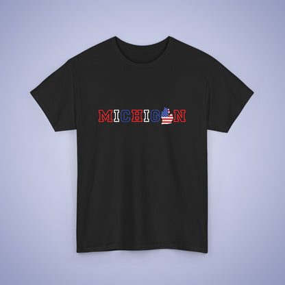 Michigan Map Text Art Proud American Unisex T Shirt