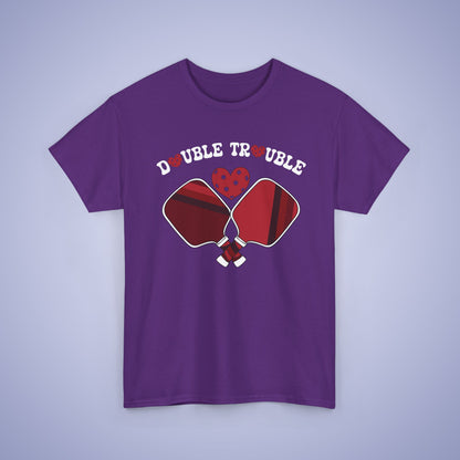 Double Trouble Pickleball T Shirt Retro Couple Matching Red Graphic Design