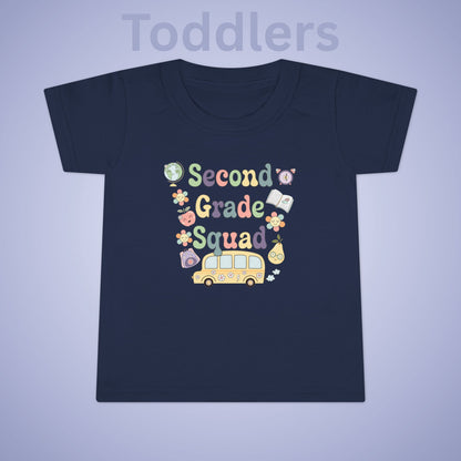 Second Grade Squad Retro Fun Kids Cotton T Shirt Back To School Toddler