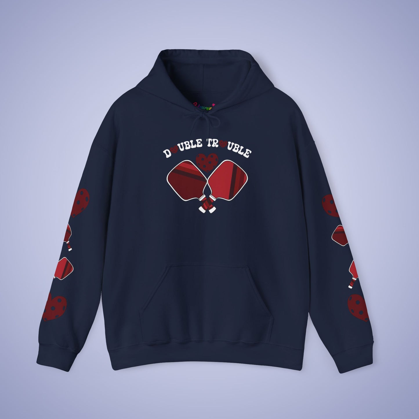 Double Trouble Pickleball Hoodie | Couple Matching Pickleball Lover Gift Dark Crimson Version