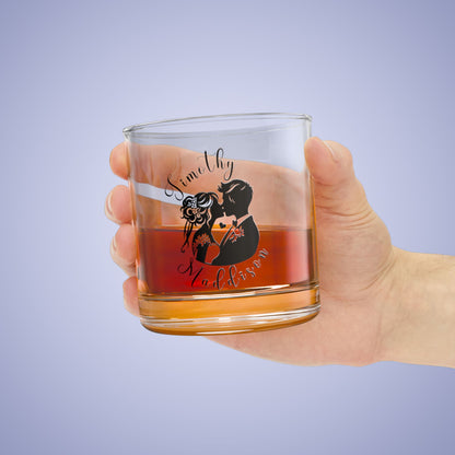 Bride & Groom In Love Personalized Wedding Engagement Rocks Glass Black