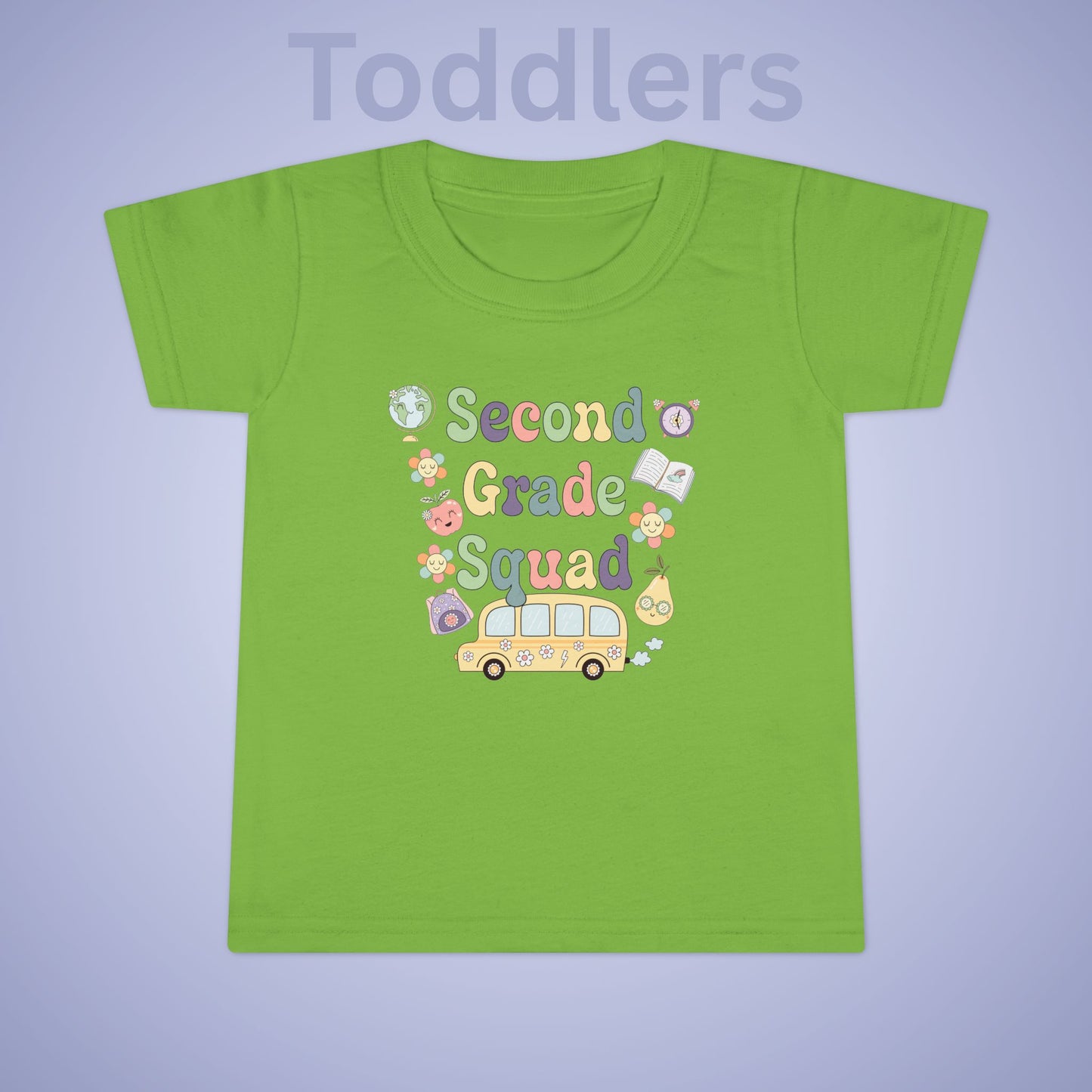 Second Grade Squad Retro Fun Kids Cotton T Shirt Back To School Toddler