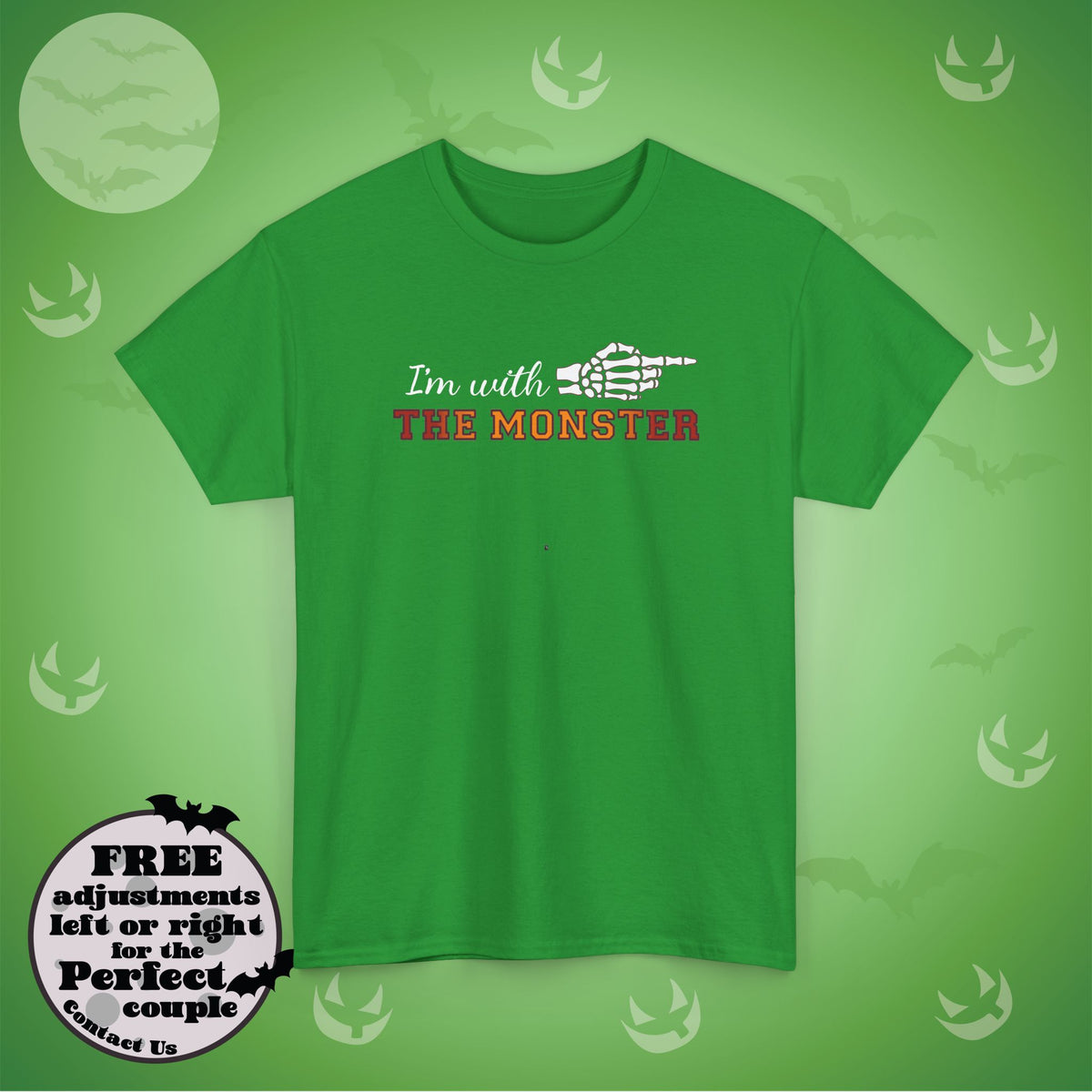 Im With THE MONSTER Couple Matching T-Shirt | Skeleton Halloween Design