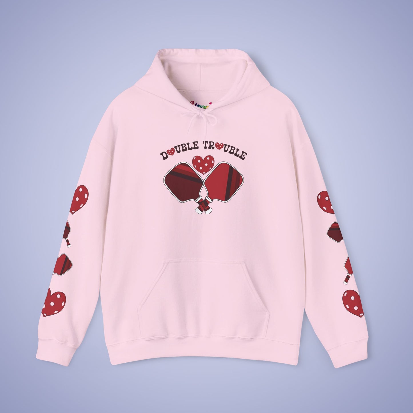 Double Trouble Pickleball Hoodie | Couple Matching Pickleball Lover Gift Light Crimson Version