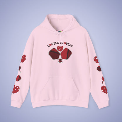 Double Trouble Pickleball Hoodie | Couple Matching Pickleball Lover Gift Light Crimson Version
