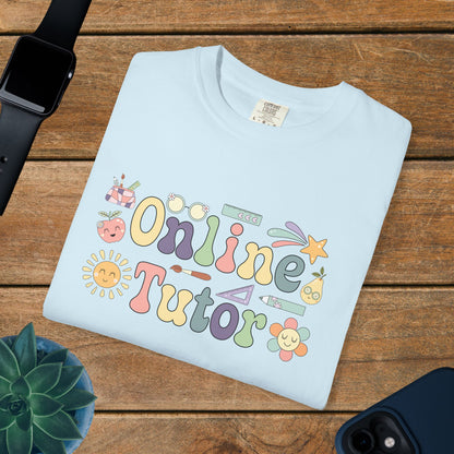 Online Tutor Teacher T Shirt Retro Comfort Colors Unisex Back to School