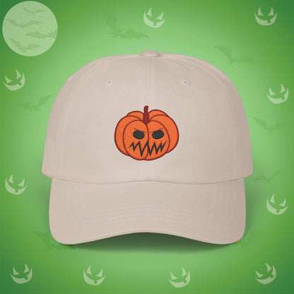 Embroidered Jackolantern Angry Face Halloween Pumpkin Dad Cap Unisex