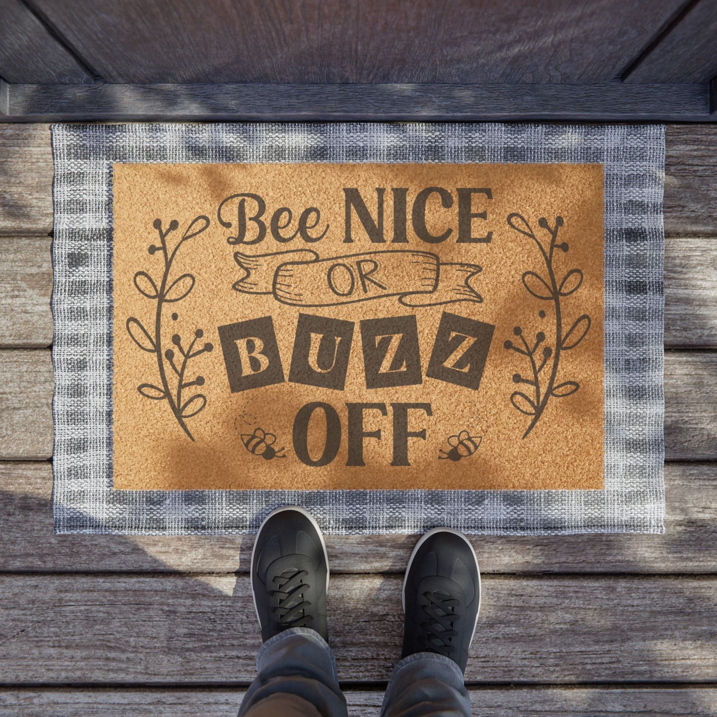 Bee Nice Or BUZZ OFF Funny Door Mat