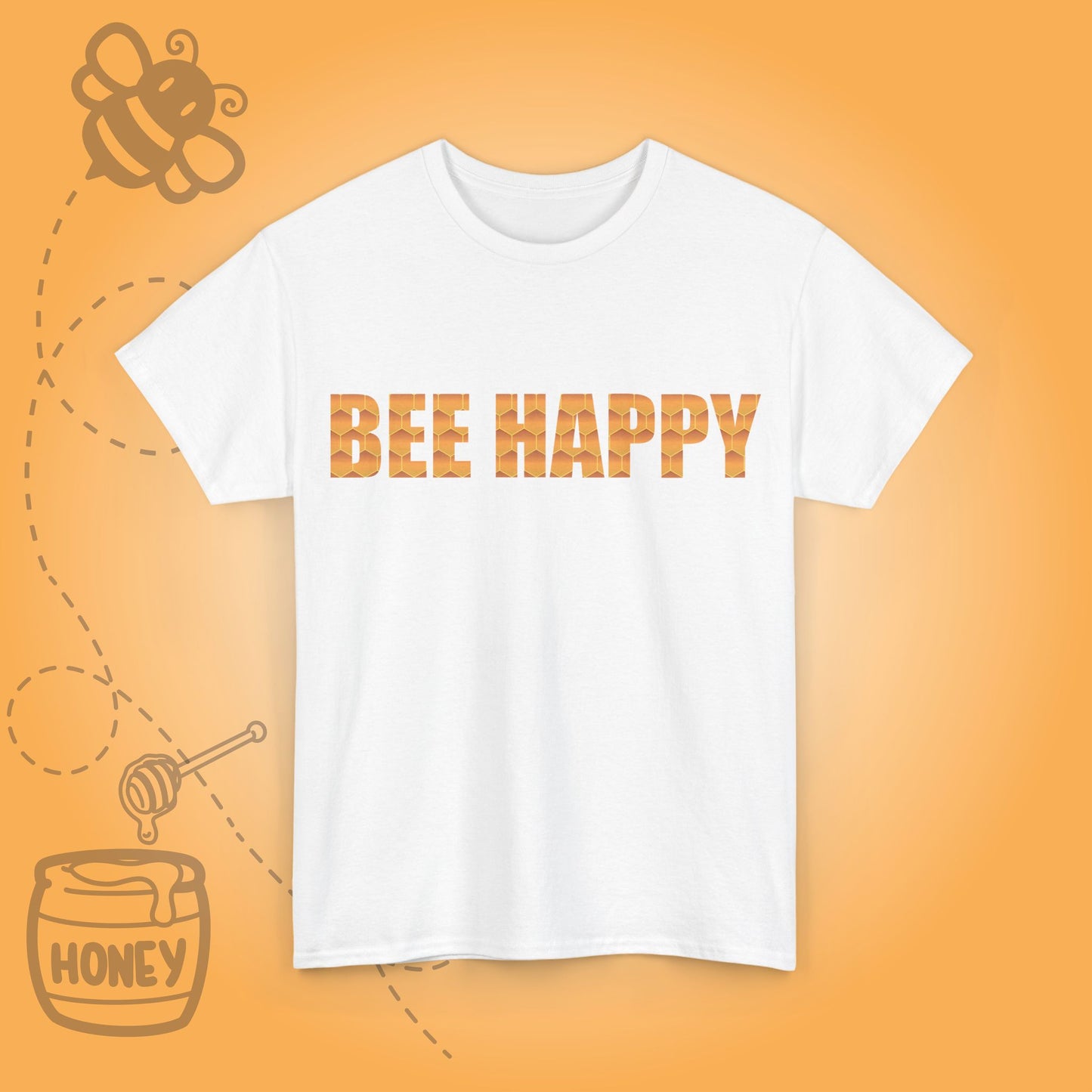 Bee Happy Sweet As Honey Honeycomb Word Art Design Tshirt