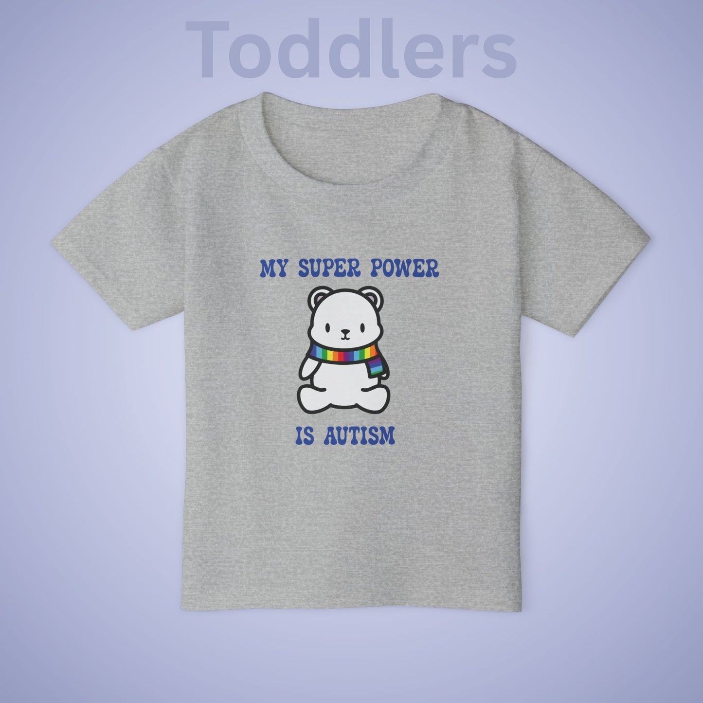 Polar Bear Autism is My Super Power Graphic Autism Awareness Cotton Toddler T Shirt