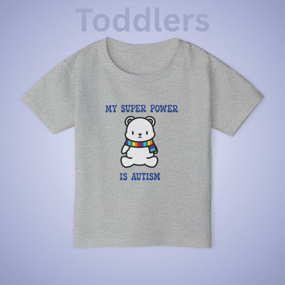 Polar Bear Autism is My Super Power Graphic Autism Awareness Cotton Toddler T Shirt