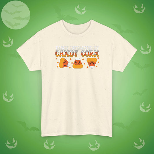 Easily Distracted By Candy Corn White Halloween Candy Unisex T Shirt
