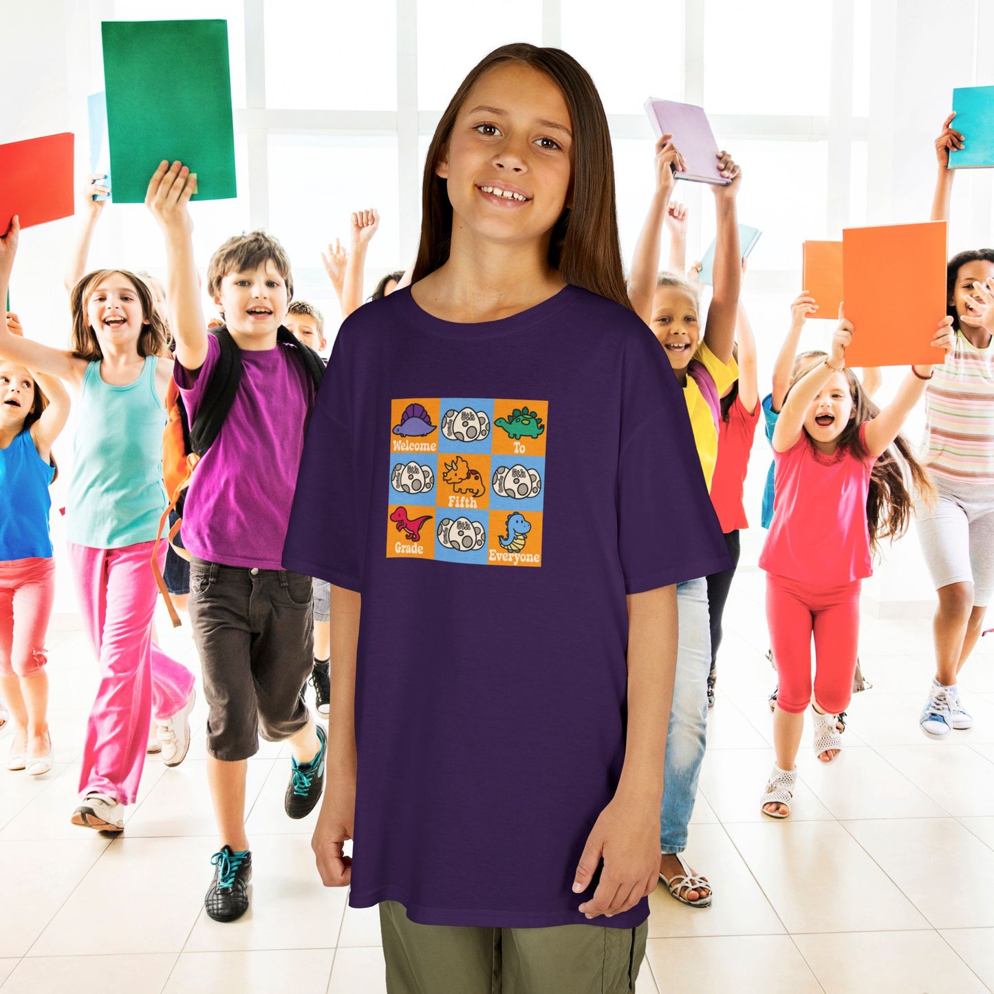 Fifth Grade Fun Dinosaurs Kids Cotton T Shirt Back To School Youth