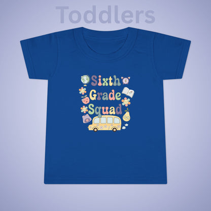 Sixth Grade Squad Retro Fun Kids Cotton T Shirt Back To School Toddler