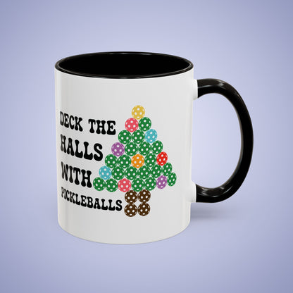 Deck the Halls with Pickleballs Christmas Pickleball Fun Colorful Gift Coffee Mug