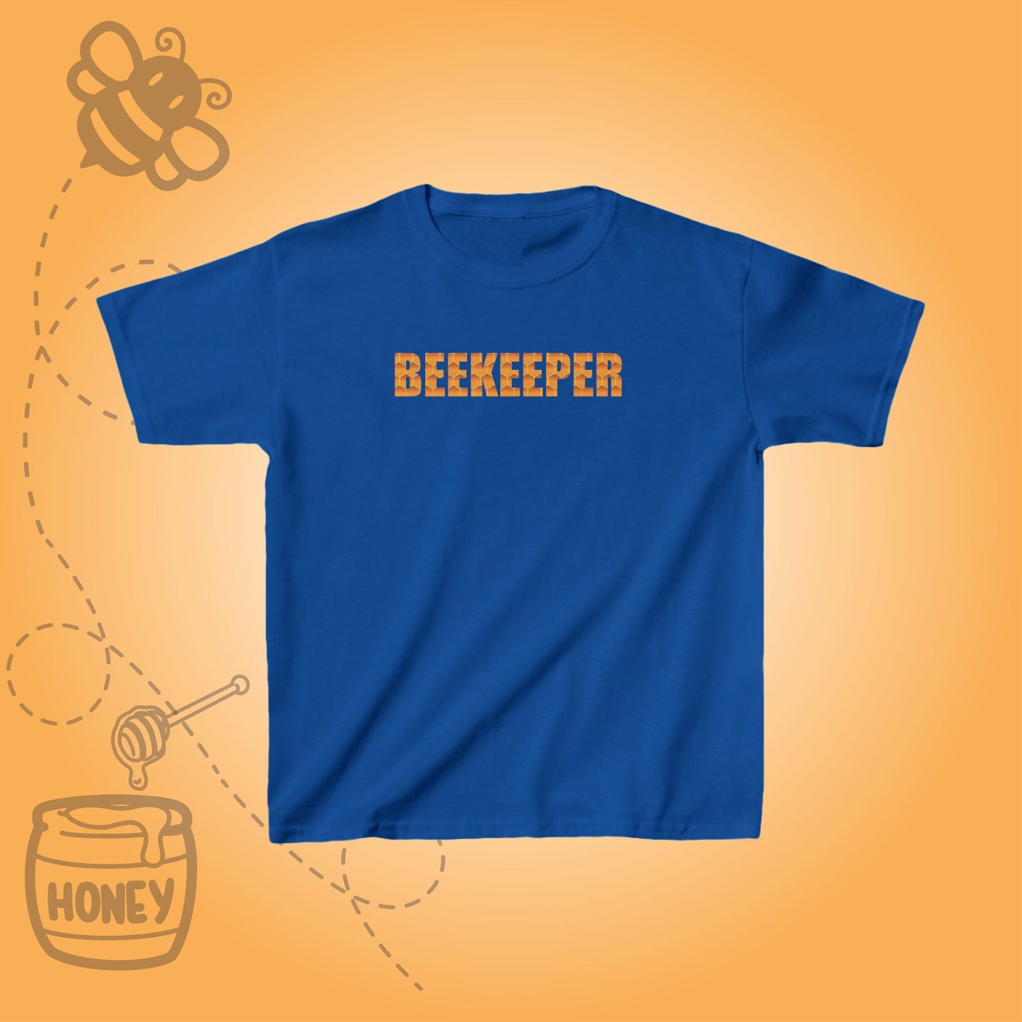 Beekeeper Sweet As Honey Honeycomb Word Art Design Kids Tshirt