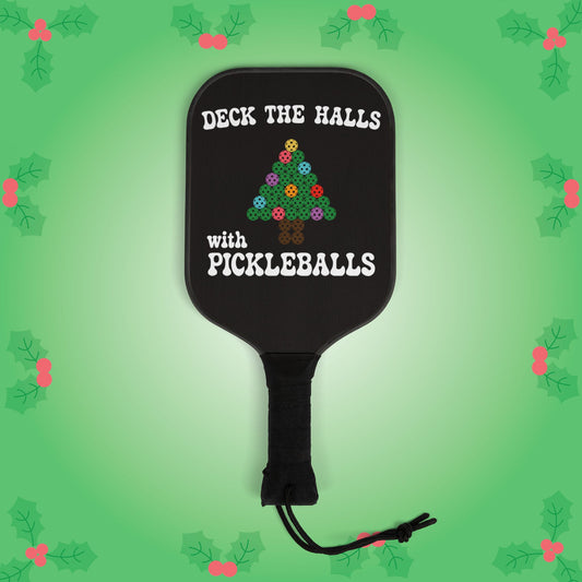 Deck the Halls with Pickleballs Christmas | Pickleball Paddle Set Black
