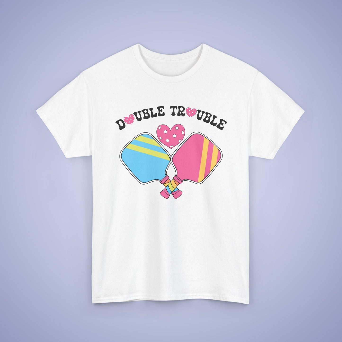 Double Trouble Pickleball T Shirt Retro Couple Matching Pink Graphic Design
