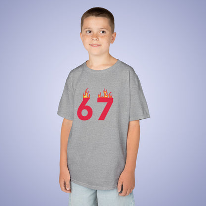 On Fire 67 Tee Fun Trending Kids Cotton T Shirt Six Seven Youth