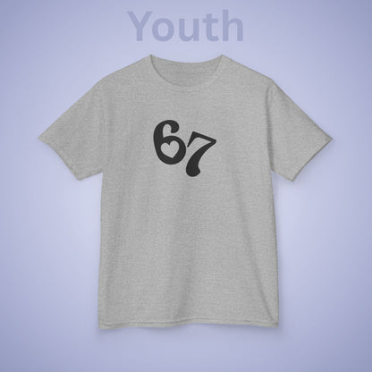 Love Heart 67 Tee Fun Trending Kids Cotton T Shirt Six Seven Youth