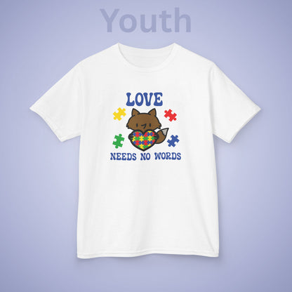 Love Needs No Words Fox Graphic Autism Awareness Cotton Youth T Shirt