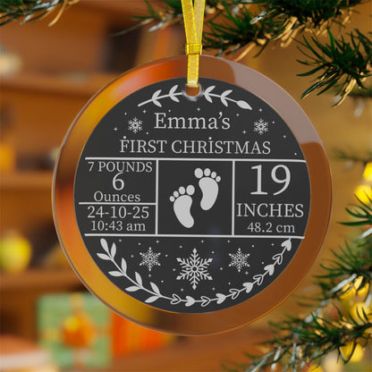 Babies First Christmas Personalized Glass Ornament Gift