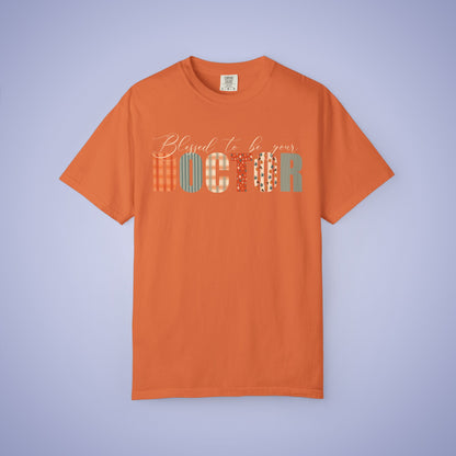 Blessed to be Your Doctor Black Thanksgiving Patterned Word Art Comfort T Shirt Unisex