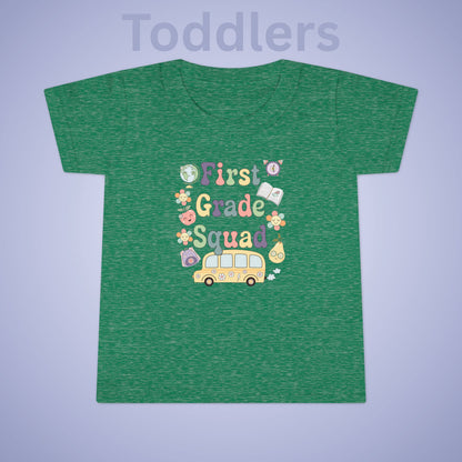 First Grade Squad Retro Fun Kids Cotton T Shirt Back To School Toddler