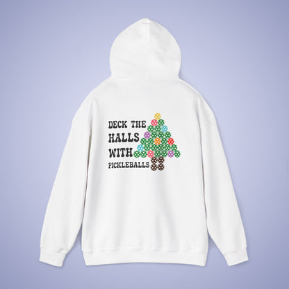 Deck the Halls with Pickleballs Christmas Hoodie Graphic Design Sweatshirt