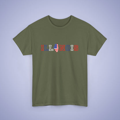 Illonois Map Text Art Proud American Unisex T Shirt