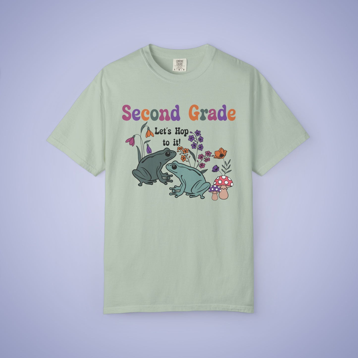 Second Grade Lets Hop To It Teacher T Shirt Frogs Comfort Colors Unisex Back to School