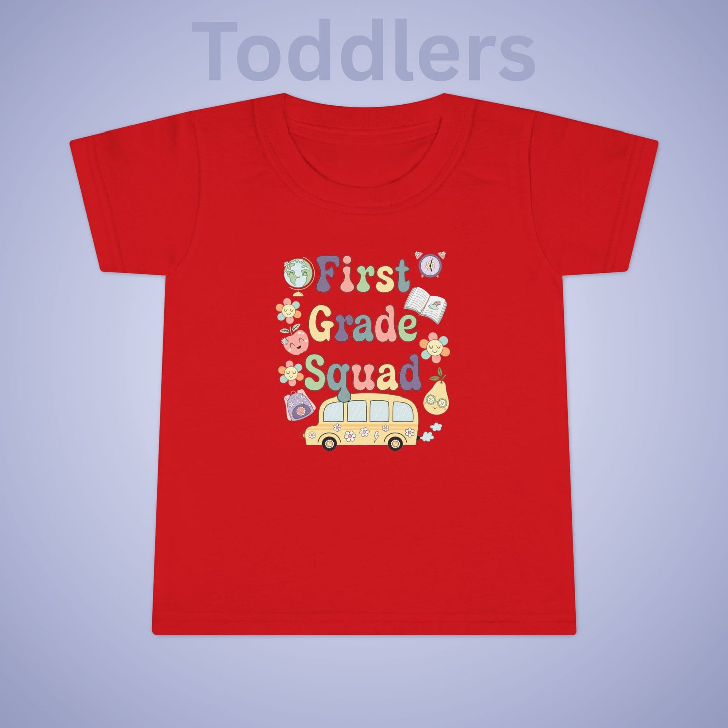 First Grade Squad Retro Fun Kids Cotton T Shirt Back To School Toddler