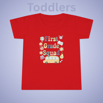 First Grade Squad Retro Fun Kids Cotton T Shirt Back To School Toddler