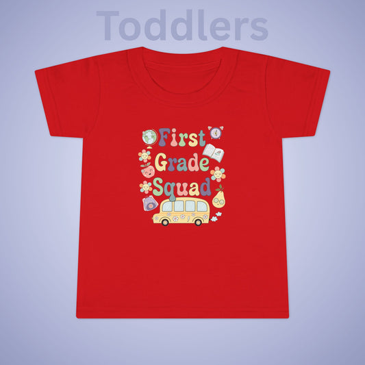 First Grade Squad Retro Fun Kids Cotton T Shirt Back To School Toddler