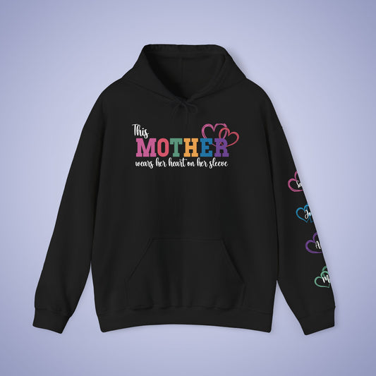 This Mother Wears her Heart on her Sleeve Unisex Hoodie Personalized