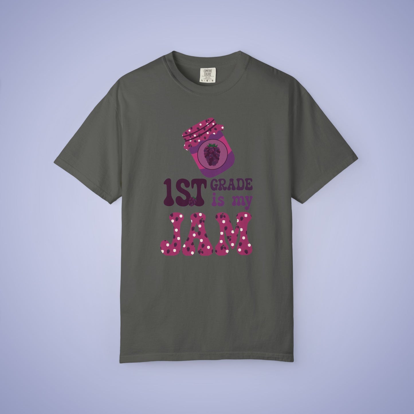 First Grade is my Jam Blackberry Teacher T Shirt Comfort Colors Unisex Back to School