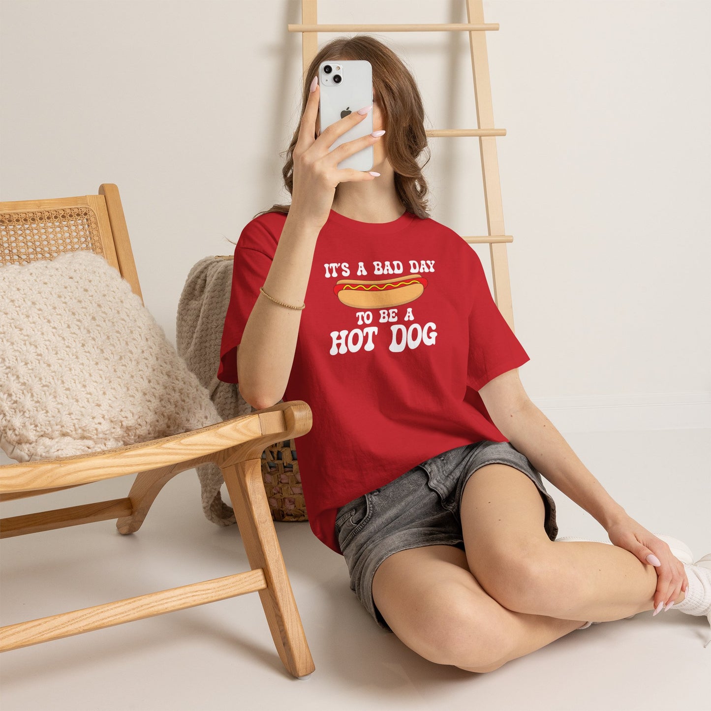 It's a Bad Day to be a Hot Dog Funny Hot Dog T-Shirt | Hot Dog Lover Gift White