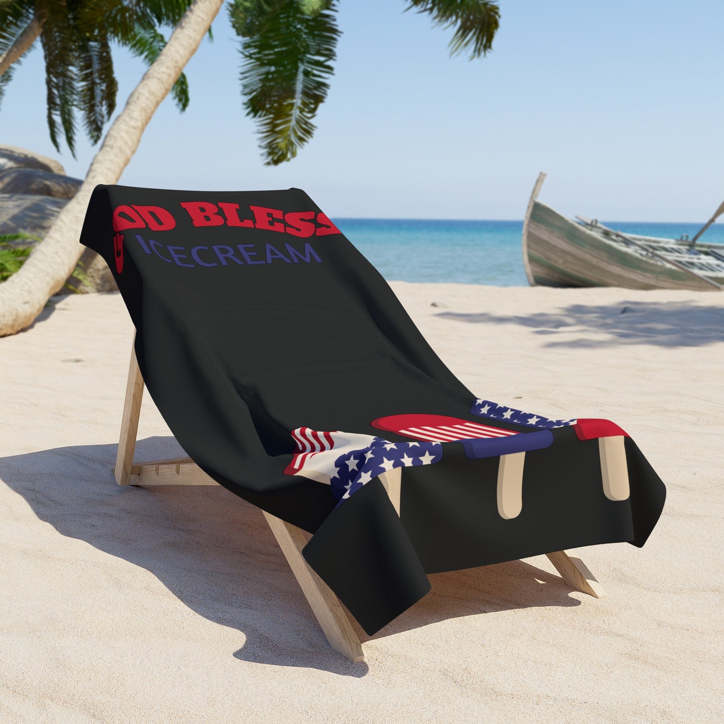 Patriotic Beach Towel - 'God Bless Ice Cream' Design