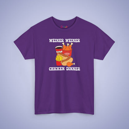 Weiner Weiner Chicken Dinner Funny Hot Dog T-Shirt | Hot Dog Lover Gift White