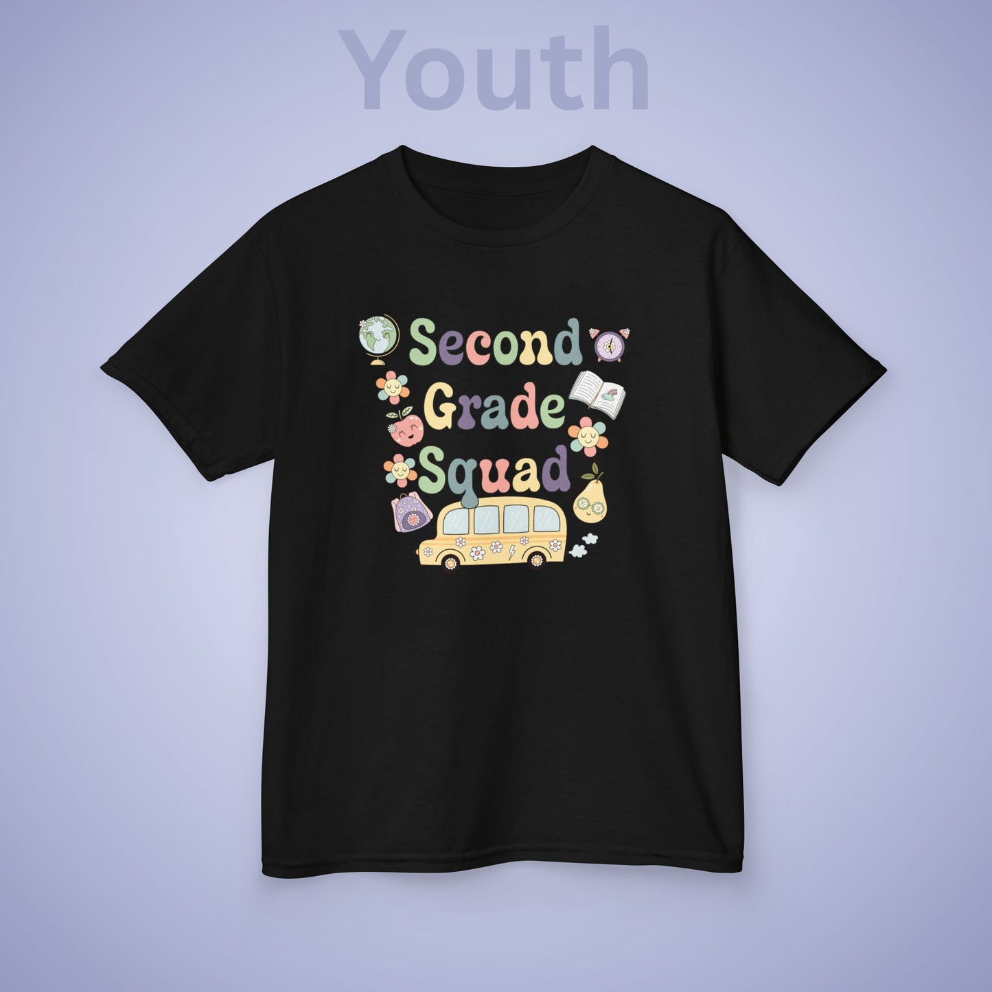 Second Grade Squad Retro Fun Kids Cotton T Shirt Back To School Youth
