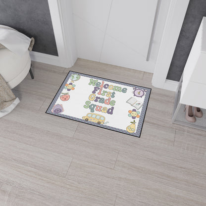 Welcome First Grade Squad Floor Door Mat Fun Classroom Set Up Entrance Rug